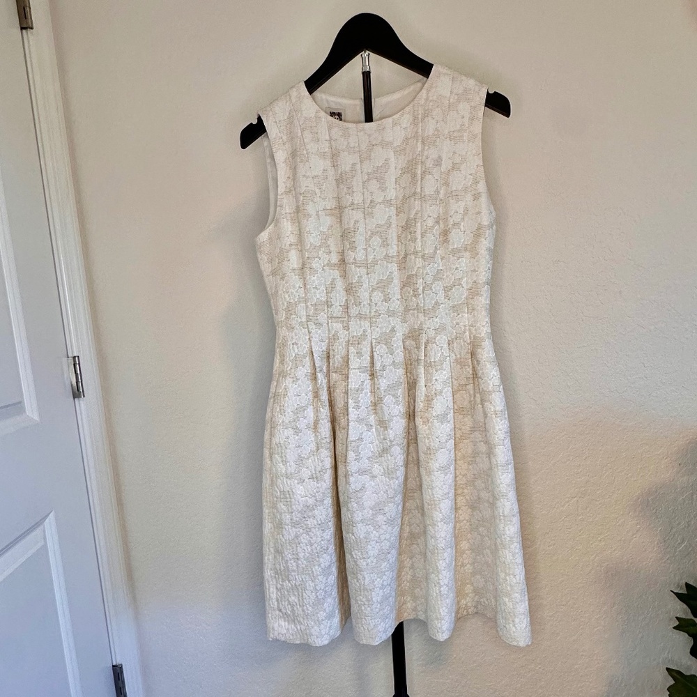 Anne Klein- Textured Linen/Cotton Pin Tuck Midi Dress w/pockets, Size S - Picture 2 of 10